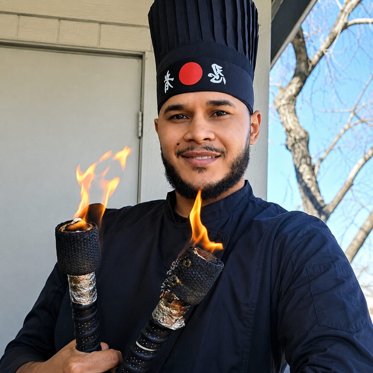 Hibachi grill setup at a private event